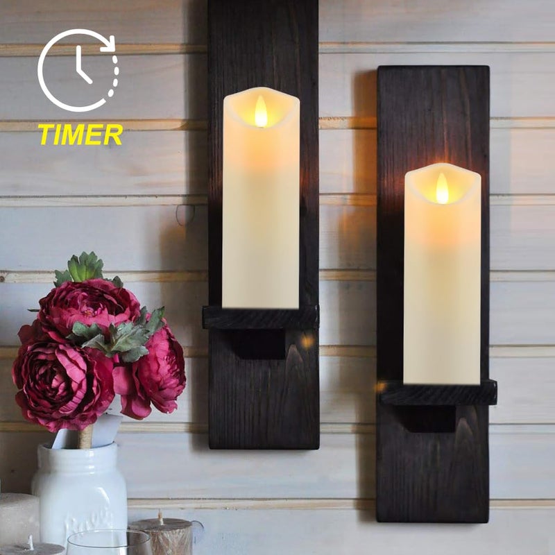 5plots 7"x 2.2" Flickering Flameless Candles, Battery Operated LED Pillar Candles with Timers and Remote Control, Made of Wax-Like Frosted Plastic, Wonâ€™t Melt, Ivory, Skinny, Set of 6 - Image 2